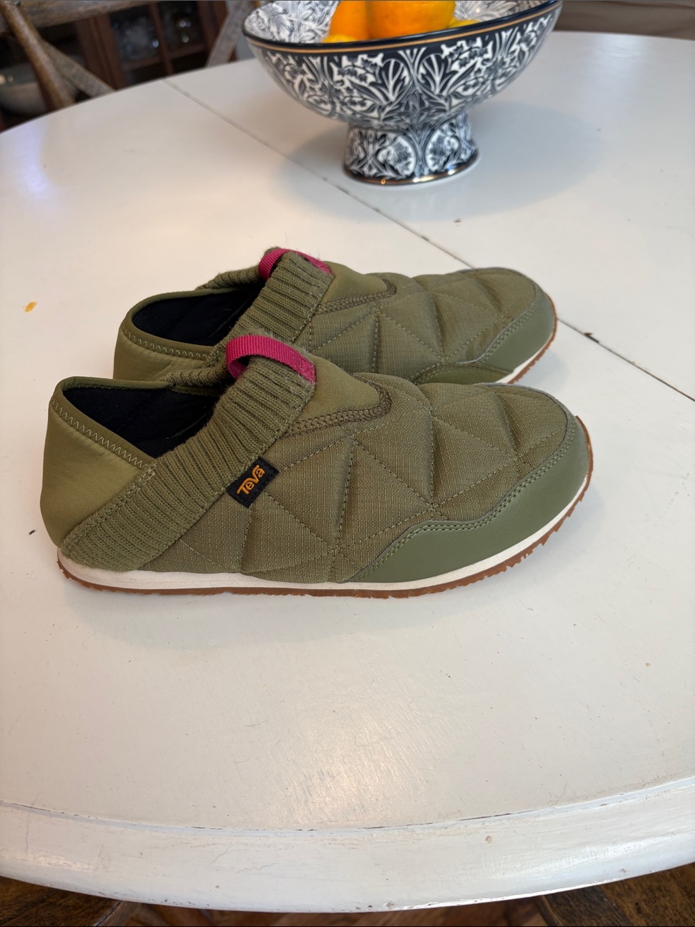 Teva Olive Quilted Slip-On Casual Loafers with Pink Accents - Picture 3 of 4